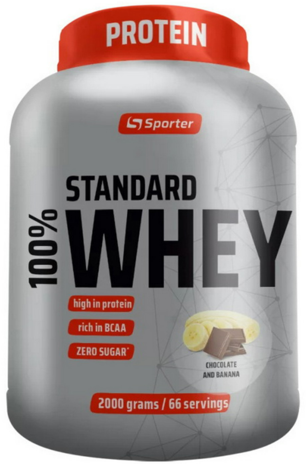 Протеїн сироватковий концентрант Sporter 100% Whey Standard 2 кг шоколад та банан