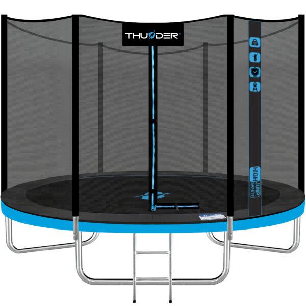 Батут THUNDER OUTSIDE PRO з зовнішньою сіткою 10 футів 305 см чорно-блакитний -UKMarket-, фото 1