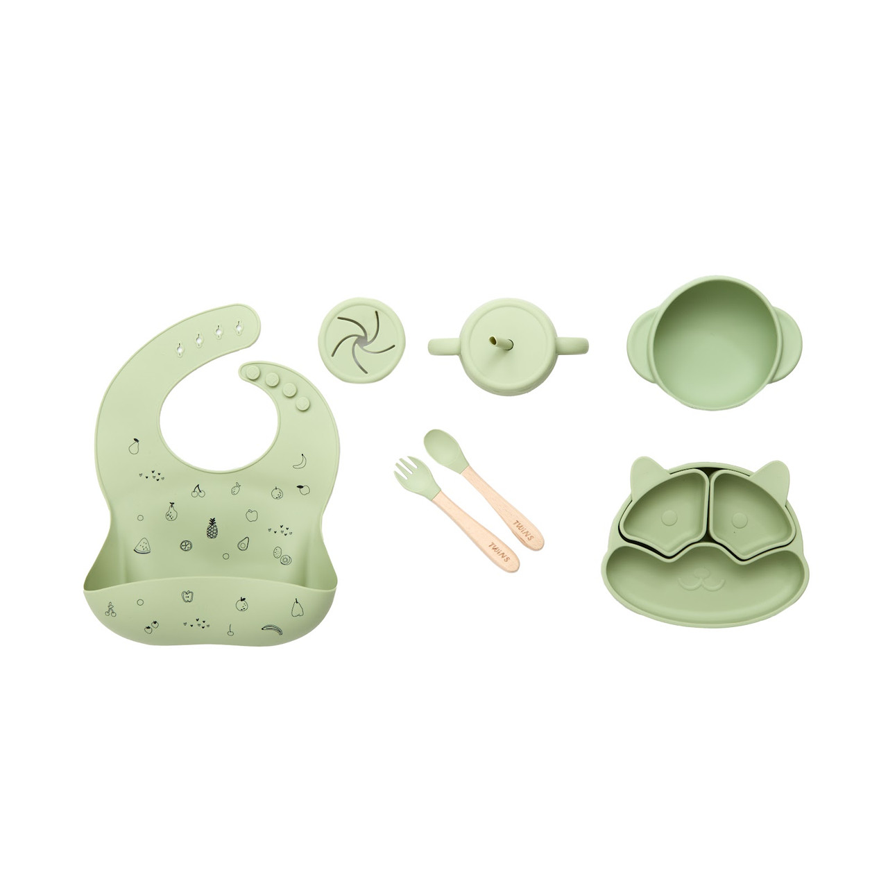 Набір дитячого посуду Twins 6 предметів силікон pistachio