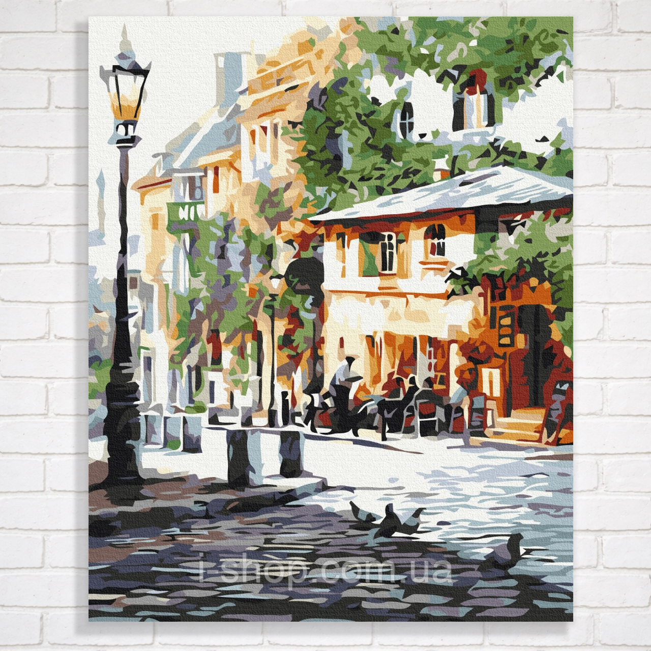 Картина за номерами для дорослих на дерев’яній основі 40x50 Літнє кафе складна, фото 1