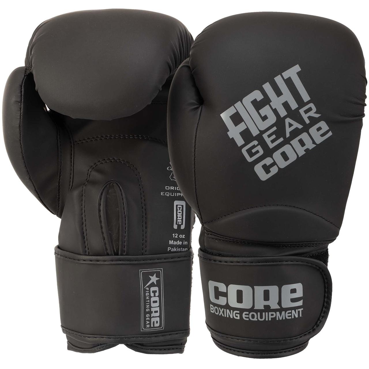 Боксерські рукавички на липучці CORE Fight BO-5259 (10-14 унцій) чорний
