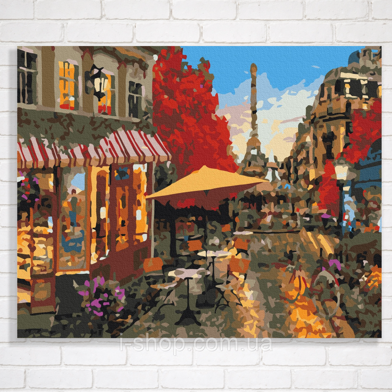 Набір для малювання картини за номерами для дорослих на підрамнику 40x50 Вуличне життя Парижа складна, фото 1