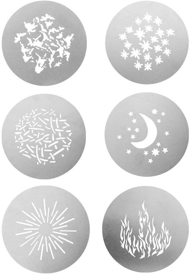 Набір масок - трафаретів Гобо Godox SA-09-01 Gobo - 6 шт для проекційних насадок, сонце місяць зірки багаття зірочки плями смужки, фото 1