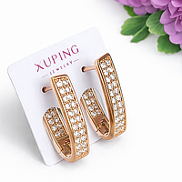 Сережки Xuping Jewelry довжина 2см ширина 4мм медичне золото позолота 18К с1537