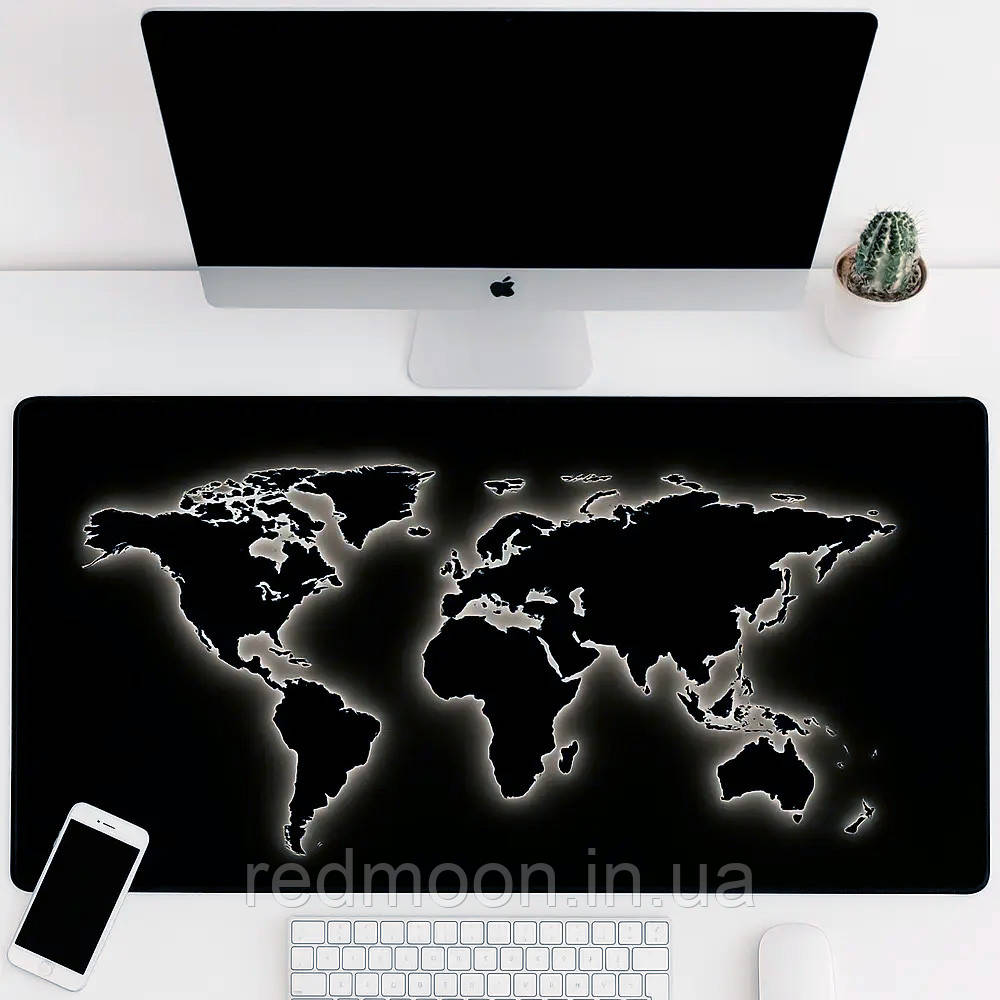 Гумовий килимок для миші «Мапа світу», 80x30см / Великий килимок для миші / Настільний килимок для мишки, фото 1