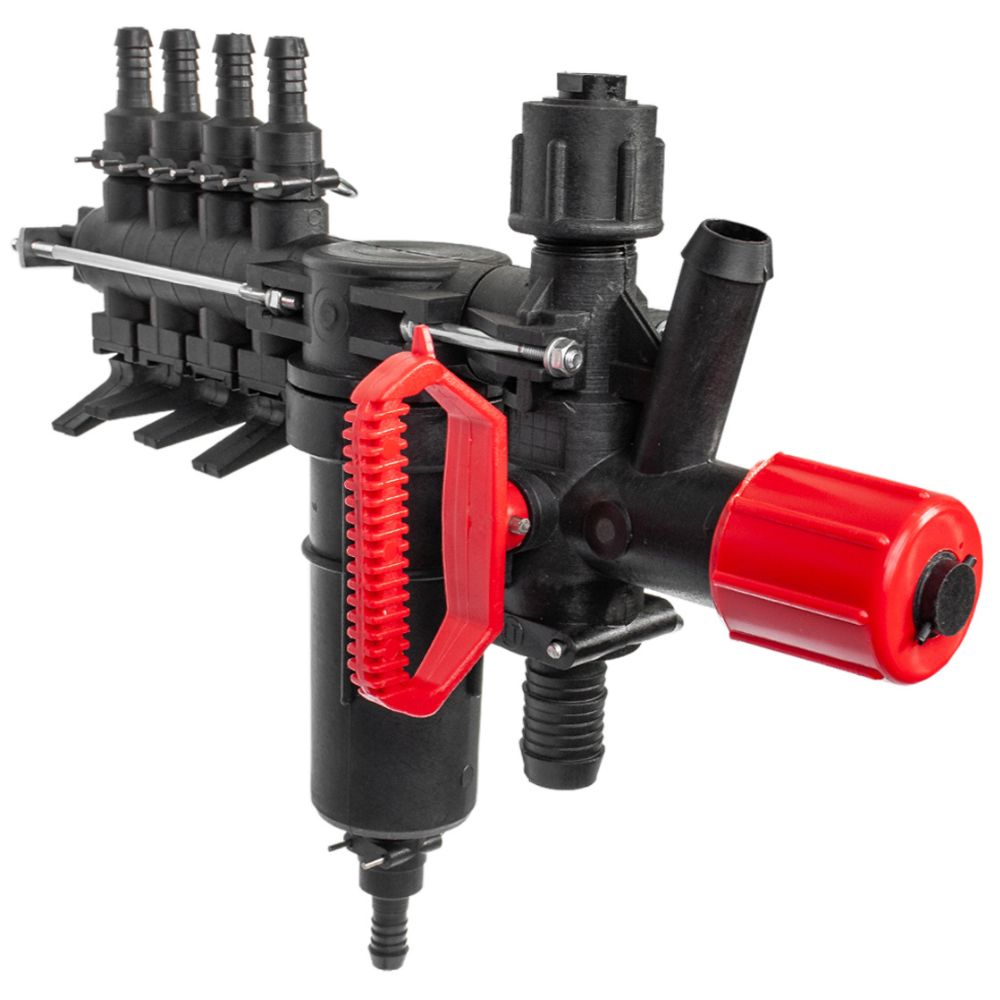 Розподільник на обприскувач (регулятор тиску) довгий стакан 4-х секційний Agroplast Польща, фото 1