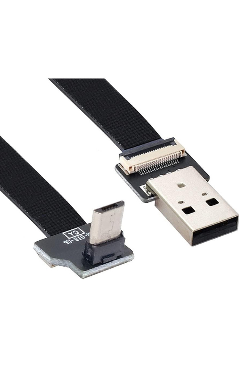 USB кабель xiwai Type-A → Micro USB, 1 м, кутовий, плоский FPC, USB 2.0, фото 1