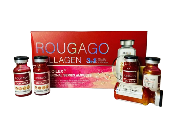 RougaGo Collagen 3in1 Perla Oilex Professional Інтенсивна сироватка з колагеном і золотом Єгипту Оригінал (5 ампул), фото 1