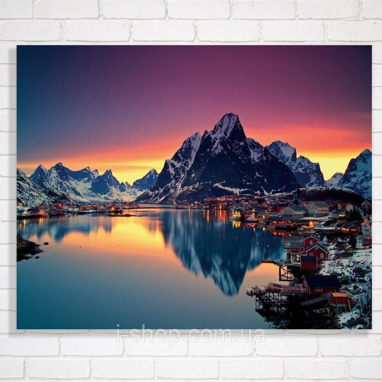 Алмазна мозаїка в рамці Полярна ніч біля гори 40x50 см набір для творчості з підрамником Dreamtoys, фото 1