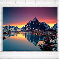 Алмазна мозаїка в рамці Полярна ніч біля гори 40x50 см набір для творчості з підрамником Dreamtoys