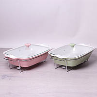 Марміт керамічний 3.7 л зі скляною кришкою та металевою підставкою