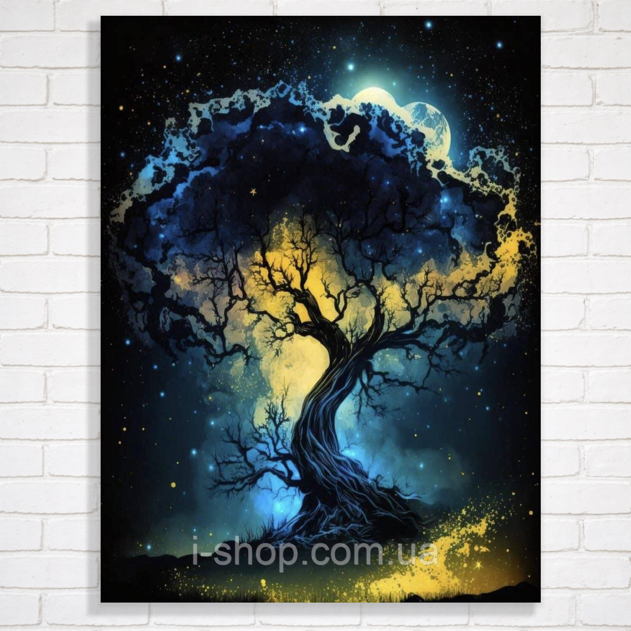 Алмазна мозаїка з рамкою дерево Чарівне дерево ночі 30x40 см набір для творчості в коробці Dreamtoys, фото 1
