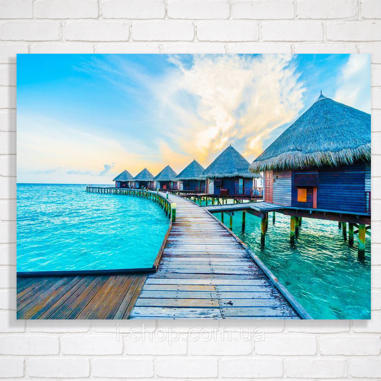 Алмазна мозаїка з рамкою Тропічний рай 30х40 см картина тропіки набір для творчості Dreamtoys, фото 1