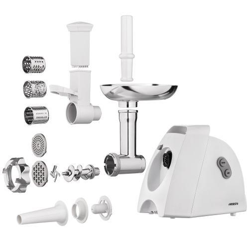 М'ясорубка Ardesto MGK-1900, білий, 1900Вт, 1.8 кг/хв, 3 диски для помелу, насадка для домашніх ковбасок та кеббе, 4 насадки для, фото 1