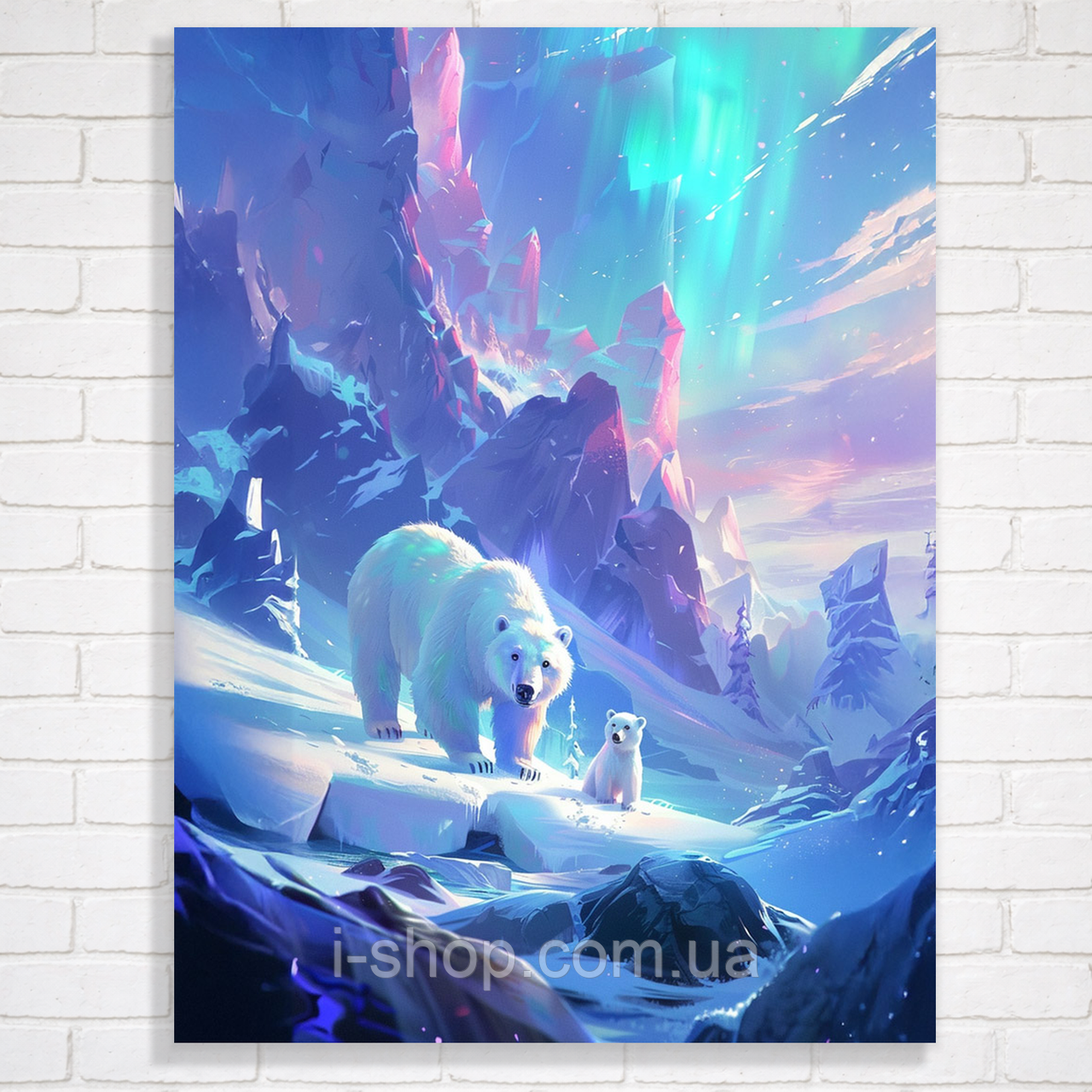 Алмазна мозаїка з рамкою набір для творчості картина ведмеді полярні 30х40 см Dreamtoys у коробці, фото 1