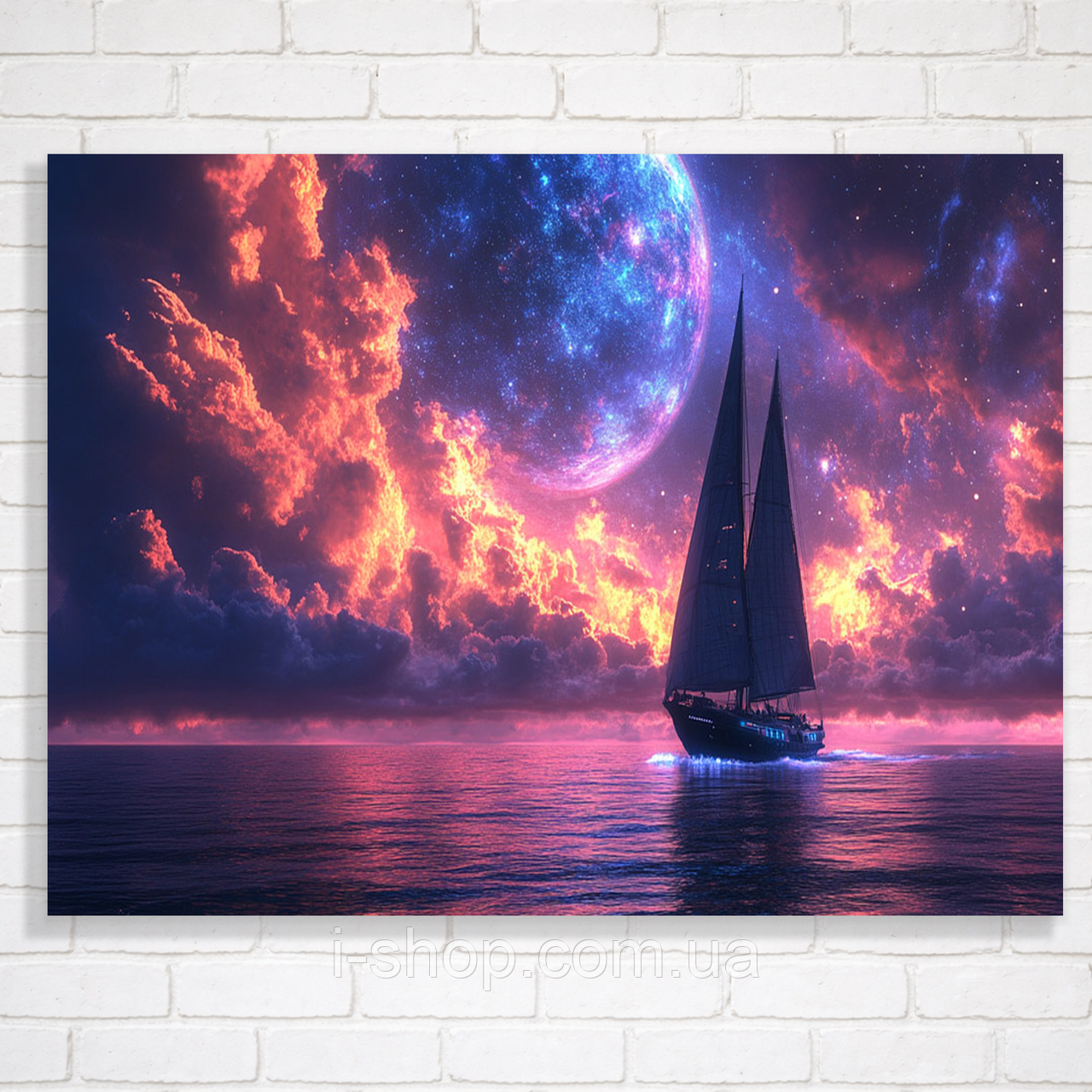 Алмазна мозаїка космос з рамкою набір Космічне плавання 30x40 см для творчості та натхнення, фото 1