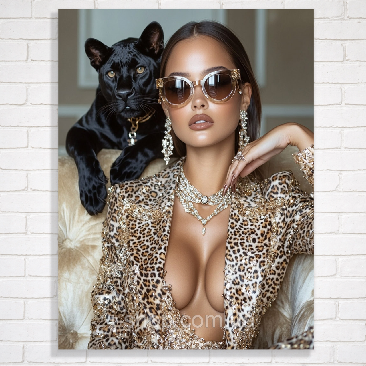 Алмазна мозаїка в рамці Світська левиця 30x40 см набір для творчості алмазна мозаїка Dreamtoys, фото 1