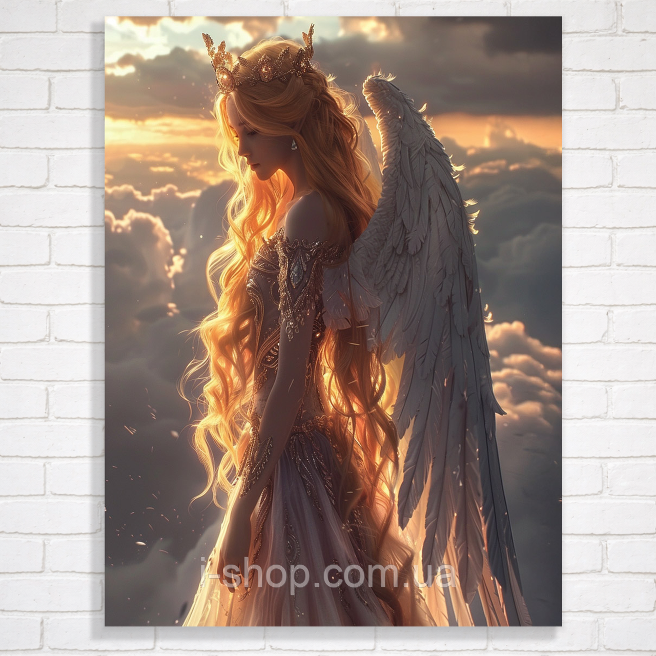 Алмазна мозаїка з янголом у рамці 30x40 см набір для творчості для дітей і дорослих Dreamtoys у коробці, фото 1