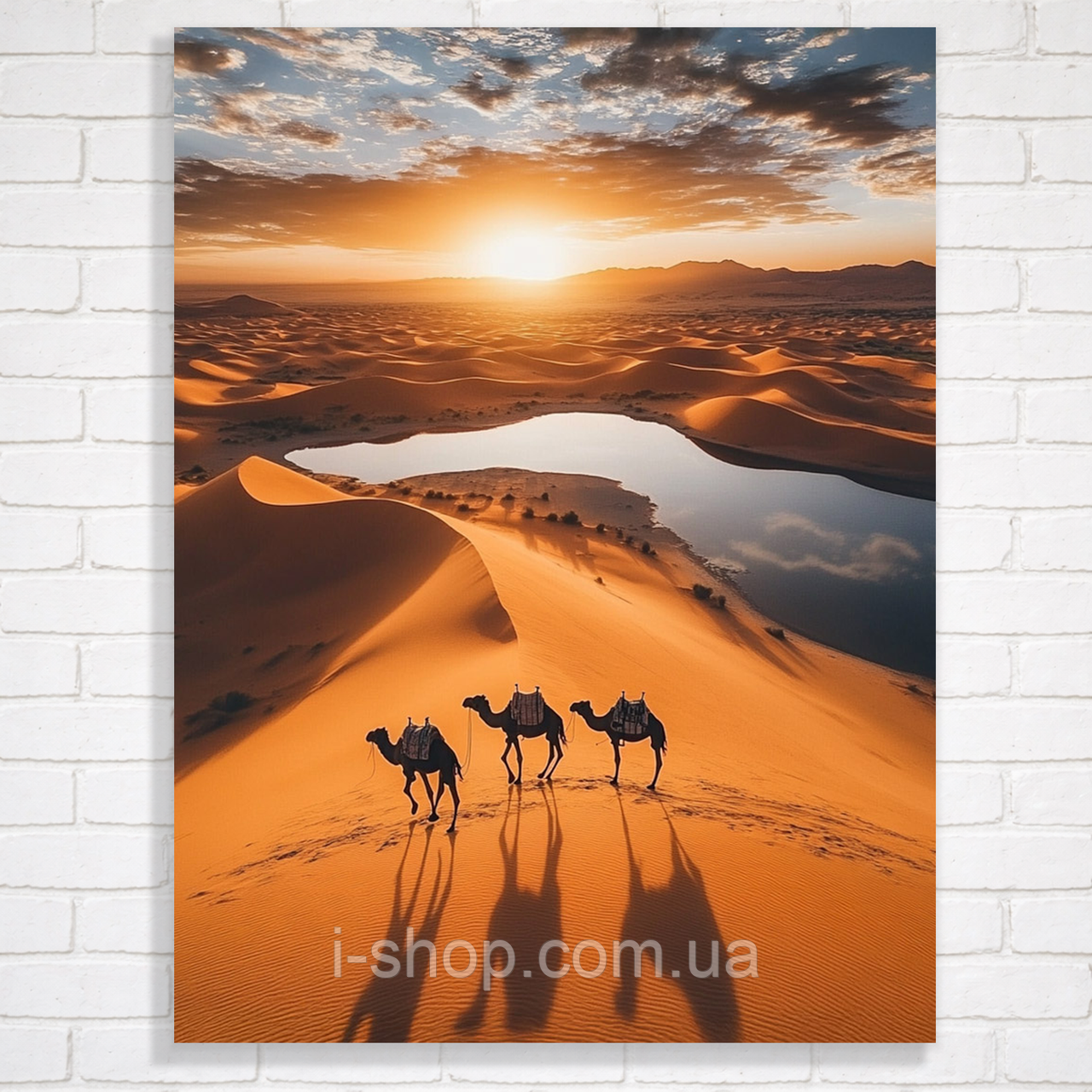 Алмазна мозаїка картина алмазна Схід сонця в пустелі набір 30х40 см на рамці для творчості, фото 1