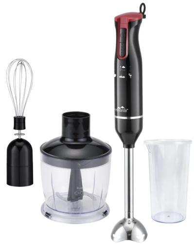 Блендер Monte MT-1905, чорний/Red, 700W, занурювальний, 2 швидкості, мірний стакан 600 мл з кришкою, чаша подрібнювач 500 мл,, фото 1