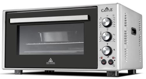 Електродуховка Castle CPE-50G Grey, 1600W, 50 л, конвекція, подвійне термостійке скло, підсвітка, схований нижній нагрівальний, фото 1