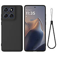 Силіконовий чохол із мікрофіброю для Motorola Moto Edge 60 Fusion чорний софт тач бампер