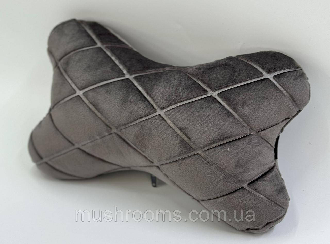 Подушечка під голову в машину з Алькантари Люкс Темно-сіра подушка на підголівник авто під шию, фото 1