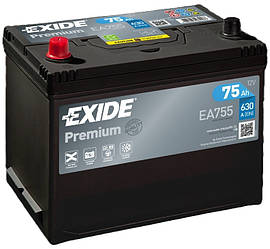 Акумулятор 6СТ-75 L+ (пусковий струм 630 А) необслуговуваний Asia Premium Exide