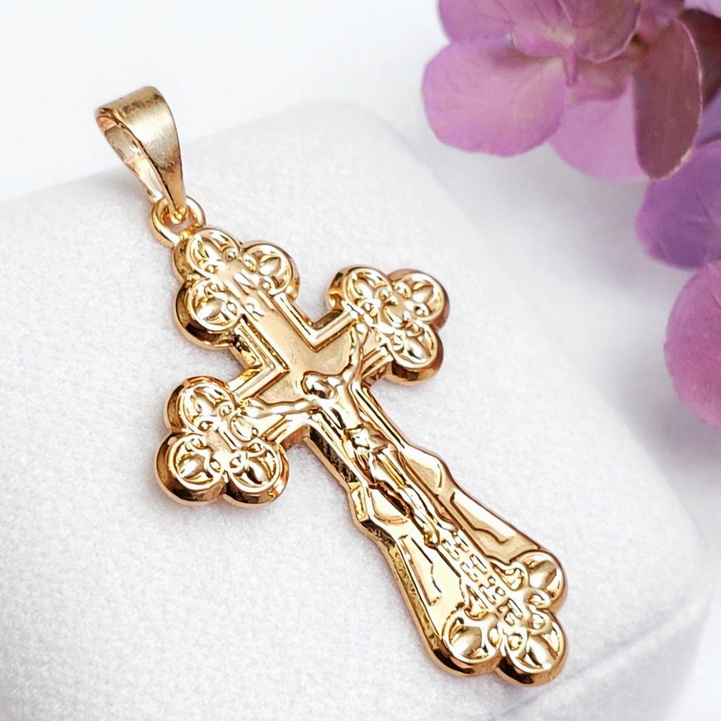 Хрестик Xuping Jewelry довжина з вушком 4.7см на ланцюжок до 6мм медзолото позолота 18К к298