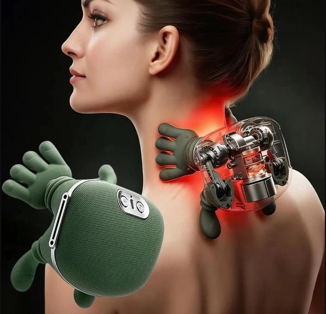 Масажер для шиї та спини з ручками Shoulder and Neck Massager FZ-831 Зелений, електричний масажер для всього тіла