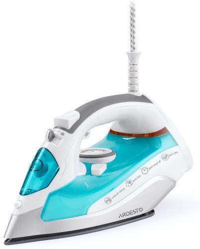 Праска Ardesto IR-C2228-TQ, білий/синій, 2200W, кераміка, паровий удар, постійний пар 35г/хв, резервур 280мл, вертикальне, фото 1