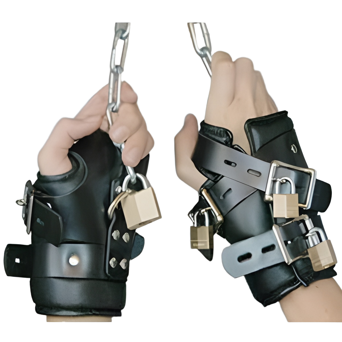 Манжети шкіряні для підвісу в бондажі з регульованими ременями, фото 1