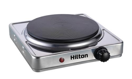 Електроплита Hilton HEC-100, сріблястий, 1000 W, 1 комфорка, поворотні перемикачі, захист від перегріву, фото 1