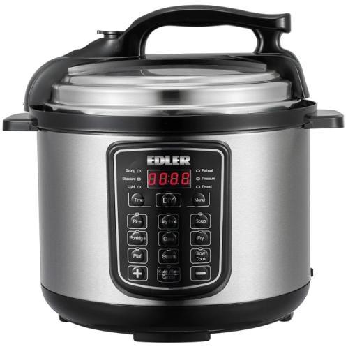 Мультиварка-скороварка Edler ED-PC1806, чорний/сріблястий, 900W, електронне кнопкове управління, чаша 5л, дисплей, програм 16,, фото 1