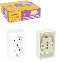 Від 10 шт. Розетка накладна EURO подвійна 10,5×6,5×4,5 см із заземленням 07 купить оптом