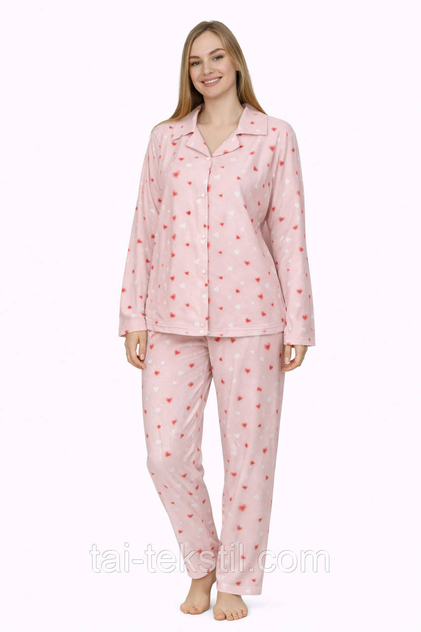 Стильна жіноча піжама на робочих гудзиках якість мікровелюр Туреччина S/M-L-XL-2XL