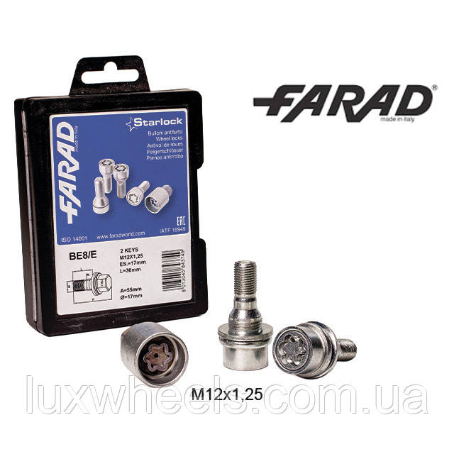 FARAD STARLOCK | Болти секретки М12х1.25х17мм Пресшайба Кільце, що обертається (Peugeot, Citroen, Opel) оригінальні диски +, фото 1