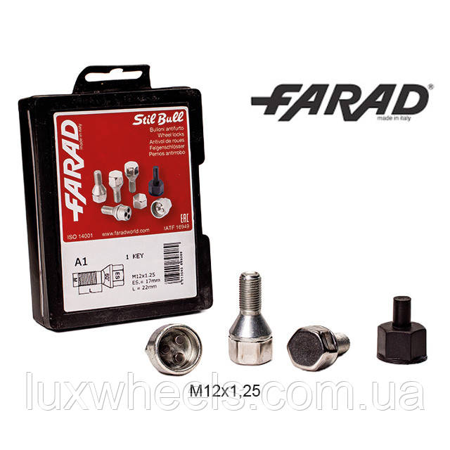 FARAD STIL BULL | Болти секретки М12x1.25x22мм Конус Кільце, що обертається (Alfa Romeo, Fiat, Lancia, Citroen, Peugeot, Volvo,, фото 1