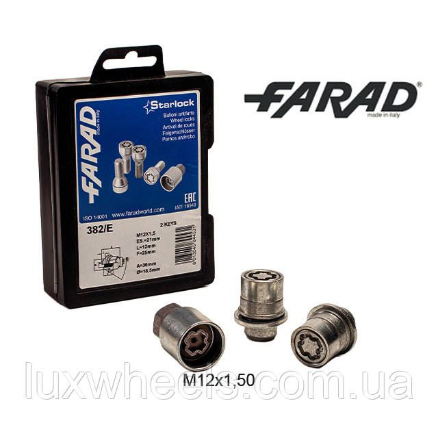 FARAD STARLOCK | Гайки секретки М12х1.5х36мм Пресшайба Кільце, що обертається (Citroen, Lexus, Mitsubishi, Peugeot, Toyota) +, фото 1