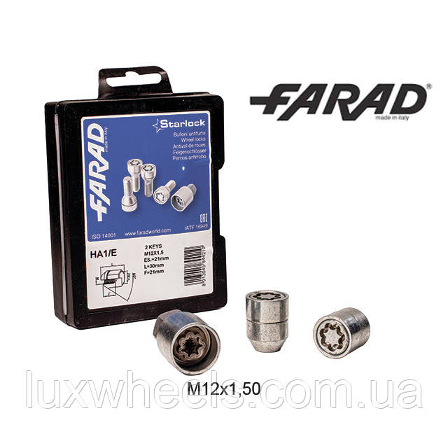 FARAD STARLOCK | Гайки секретки М12x1.5x30мм Конус Кільце, що обертається (Chevrolet, Daihatsu, Hyundai, Kia, Mazda) ключ 21, фото 1
