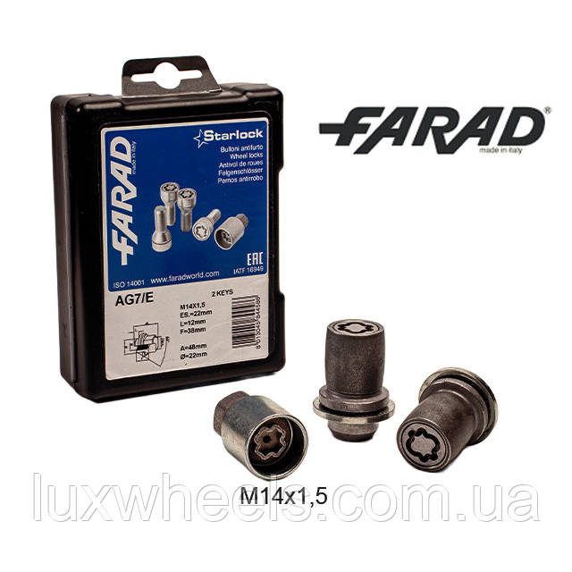 FARAD STARLOCK | Гайки секретки М14х1.5х48 Прессшайба Кільце, що обертається Ключ 22 (для оригінальних дисків Toyota/Lexus) 2, фото 1