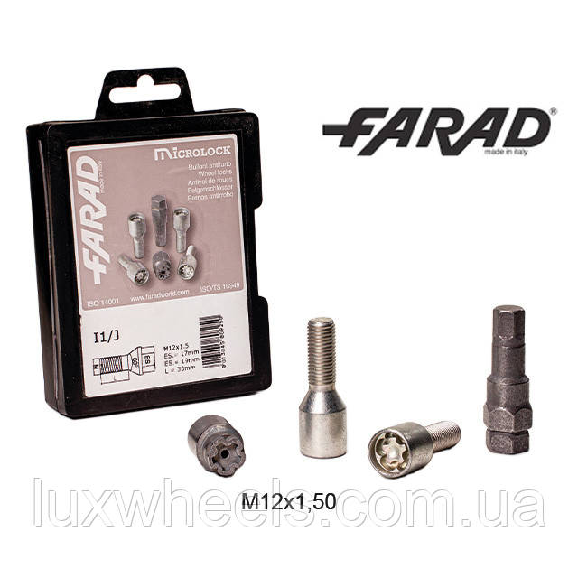 FARAD MICROLOCK | Болти секретки М12х1.5х30 Конус для вузьких отворів у дисках Внутрішній ключ 17-19, фото 1