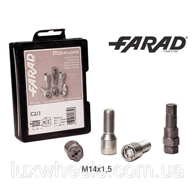 FARAD MICROLOCK | Болти секретки М14х1.5х30 Конус для вузьких отворів у дисках Внутрішній ключ 17-19 (Audi, Seat, Skoda, Mercedes,, фото 1