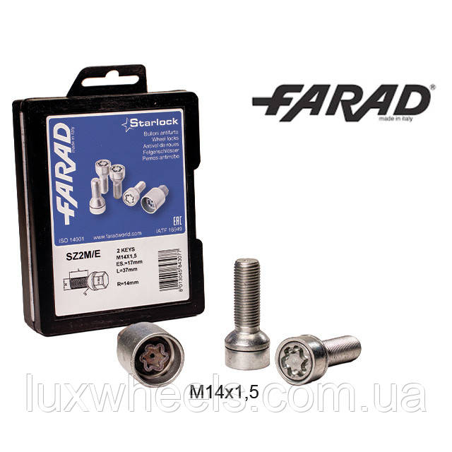 FARAD STARLOCK | Болти секретки М14х1.5х37 Сфера R14 Кільце, що обертається + запасний ключ під 17, фото 1