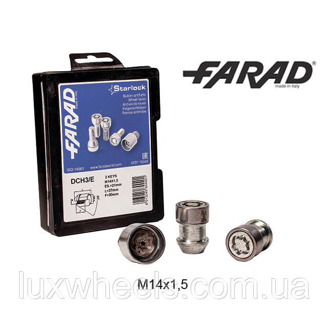 FARAD STARLOCK | Гайки секретки 14x1.5x37 Конус ключ 21 Кільце, що обертається (Cadillac, Chevrolet, Dodge, Ford, Jeep, Opel, фото 1