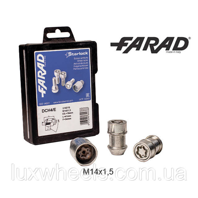 FARAD STARLOCK | Гайки секретки 14x1.5x41 Конус ключ 19 Кільце, що обертається (Cadillac, Chevrolet, Dodge, Ford, Jeep, Opel, фото 1