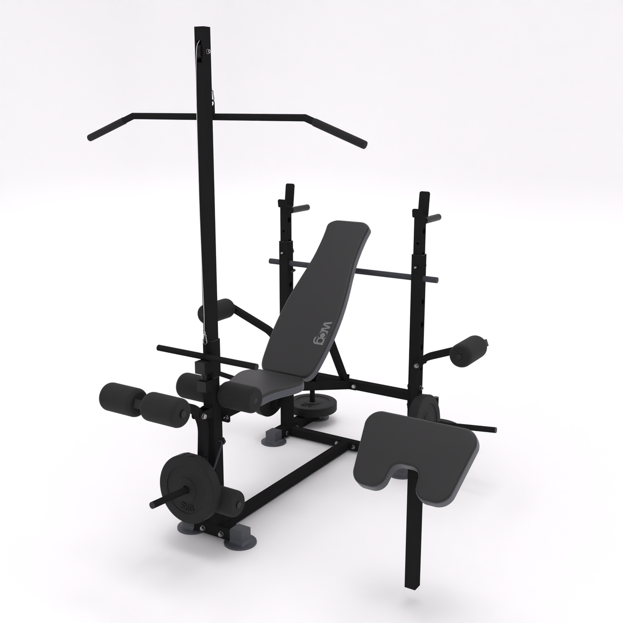 Універсальна лава для жиму WCG 0090 + Тяга + Бруси + Приставка скотта, фото 1