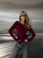 Лонгслив женский 42-46 черный, шоколад, бордо