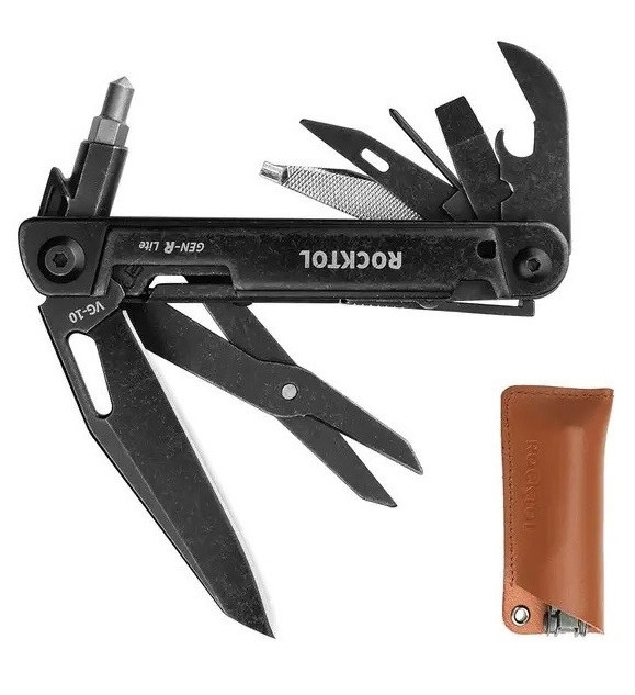 Ніж-мультитул Rocktol 15-в-1 в шкіряному чохлі GEN-R Lite