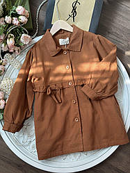 Плащ на дівчинку однотонний Коричневий 96052, 8, SUSUBUYI, Коричневий, Дівчинка, Весна Осінь, 110